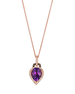 Bloomingdale's Amethyst, Brown & Champagne Diamond Pendant Necklace In 14k Rose Gold, 20 In Purple/rose Gold