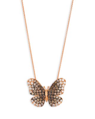 Bloomingdale's Fine Collection - Diamond Ombr&eacute; Butterfly Pendant Necklace in 14K Rose Gold, 1.82 ct. t.w.