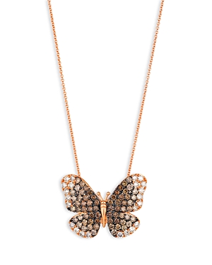 Bloomingdale's Diamond Ombre Butterfly Pendant Necklace in 14K Rose Gold, 1.82 ct. t.w.