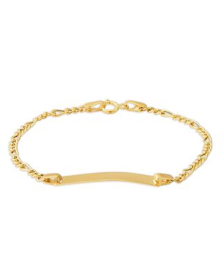Children's  Figaro Rectangular ID Bracelet in 14K Yellow Gold