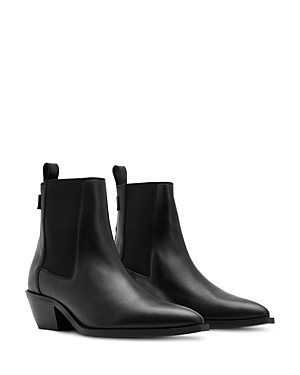 Shop Allsaints Women's Fox Pointed Toe Ankle Boots In Black