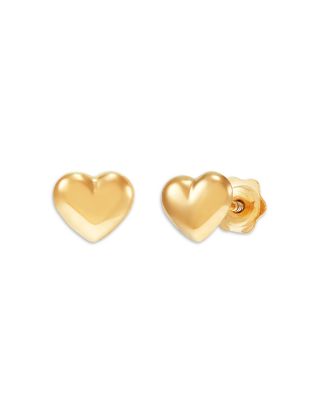 Children's Puff Heart Stud Earrings in 14K Yellow Gold