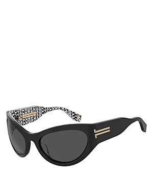 Marc Jacobs Cat Eye Sunglasses, 61mm In Black/gray Solid