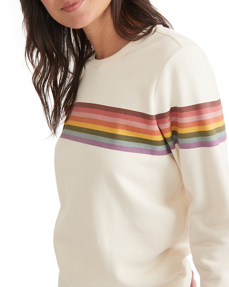 Marine Layer Anytime Rainbow Stripe Sweatshirt In White