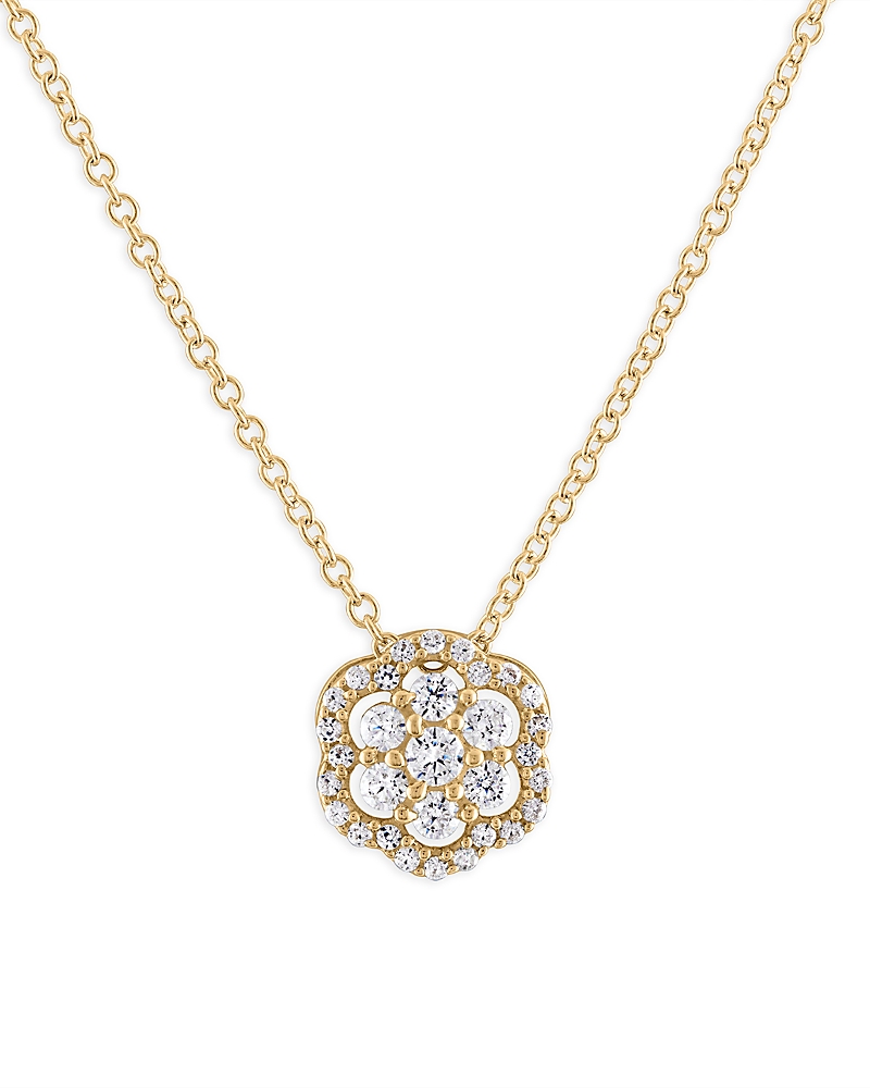 Bloomingdale's Diamond Flower Pendant Necklace In 14k Gold, 0.25 Ct. T. W. In Gold