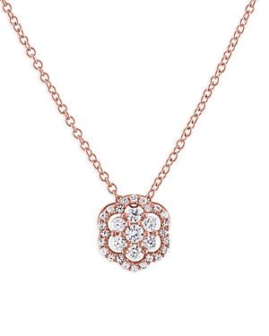 Bloomingdale's Diamond Flower Pendant Necklace In 14k Gold, 0.25 Ct. T.w. In Rose Gold