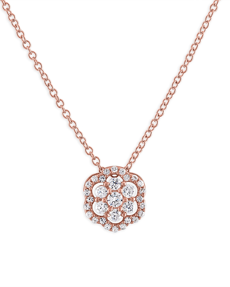 Bloomingdale's Diamond Flower Pendant Necklace In 14k Gold, 0.25 Ct. T. W. In Rose Gold