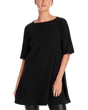 Eileen Fisher Ribbed Bateau Neck Tunic In Black