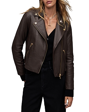 Allsaints Dalby Biker Jacket In Cognac Brown