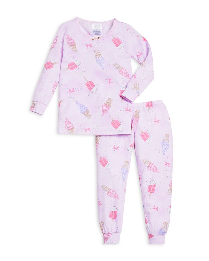 Esme Girls' Long Sleeved Top & Pants Pajamas Set - Little Kid, Big Kid In Ice Cream