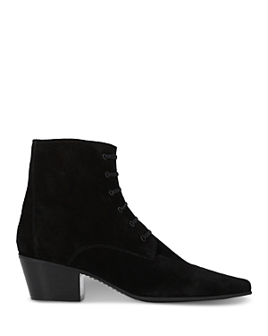 Shop The Kooples Women's Suede Lace Up Ankle Boots In Black