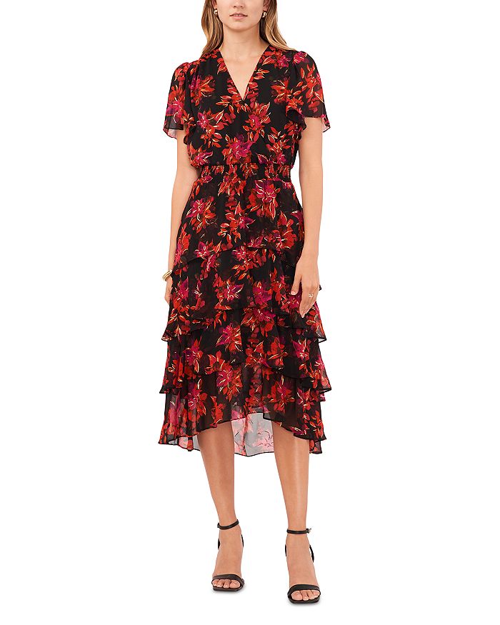 VINCE CAMUTO Four Tier Layered Midi Dress | Bloomingdale's