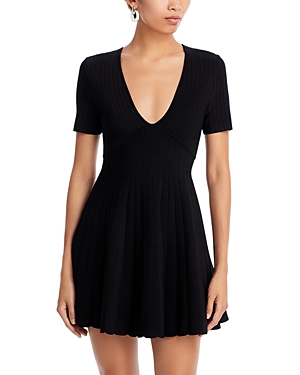 Milly Renata Pleated Fit And Flare Dress In Black