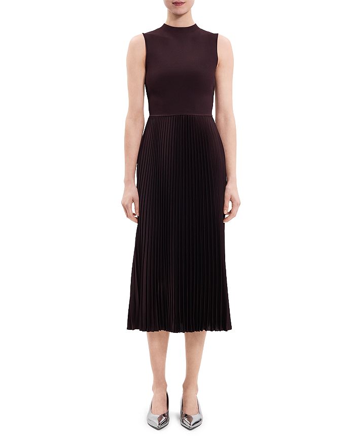 Theory Mixed Media Pleated Dress | Bloomingdale's