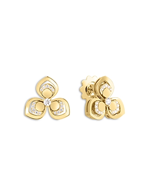 Roberto Coin 18K Yellow Gold Petal Diamond Flower Stud Earrings