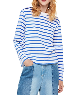 Whistles Womens Multi-coloured Relaxed Fit Striped Cotton-jersey Top In Blue/multi