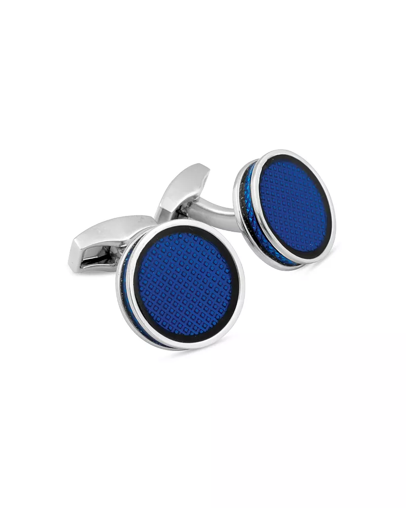 Tateossian Palladium Enamel Round Cufflinks
