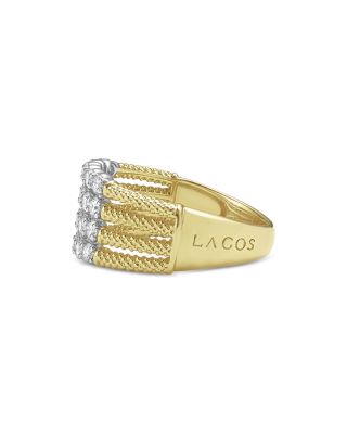 18K White & Yellow Gold Signature Caviar Diamond Multirow Statement Ring