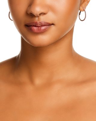 Diamond Inside Out Oval Hoop Earrings in 14K White Gold, 0.75 tcw