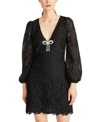 ML Monique Lhuillier Sydney Beaded Bow Lace Dress Bloomingdale s