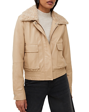 FRENCH CONNECTION FAUX LEATHER AVIATOR JACKET