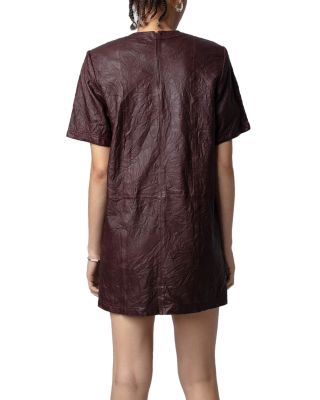 Riddy Cuir Froisse Textured Leather Tee Dress