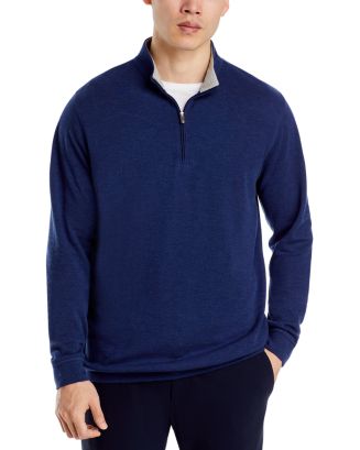 Peter Millar Comfort Interlock Quarter Zip Pullover in Cottage Blue Size XXL main image 1