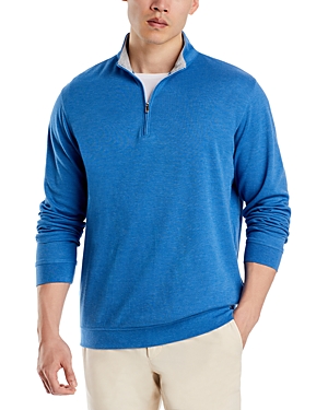 Peter Millar Perth Mélange Performance Quarter Zip Pullover In Cape Blue