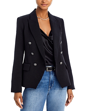 L Agence Kenzie Double Breasted Blazer In Black Brush
