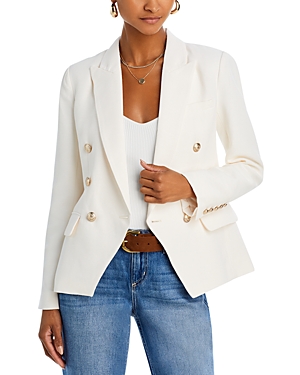 Shop L Agence L'agence Kenzie Double Breasted Blazer In Ivory