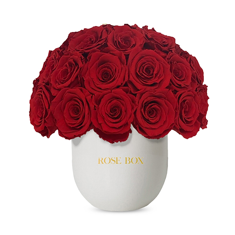 Rose Box Nyc 35 Rose Half Ball Arrangement In Red Flame