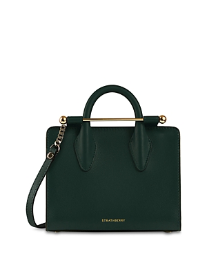 Strathberry Nano Tote In Bottle Green/gold