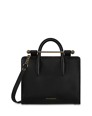 Strathberry Nano Leather Tote In Black/gold
