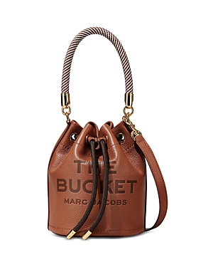 Shop Marc Jacobs The Leather Bucket Bag In Argan Oil/gold