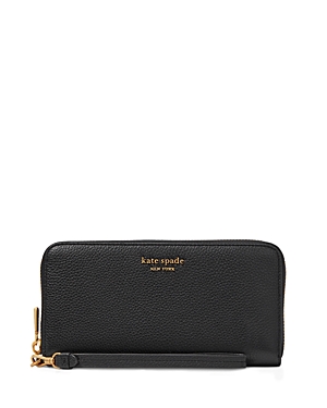 Shop Kate Spade New York Ava Pebbled Leather Continental Zip Wristlet In Black