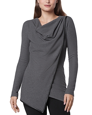 Shop Marc New York Performance Draped Tunic In Charcoal Heather