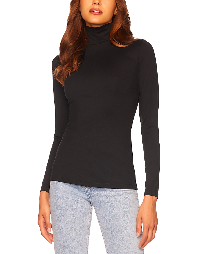 Susana Monaco Turtleneck Long Sleeve Top In Black