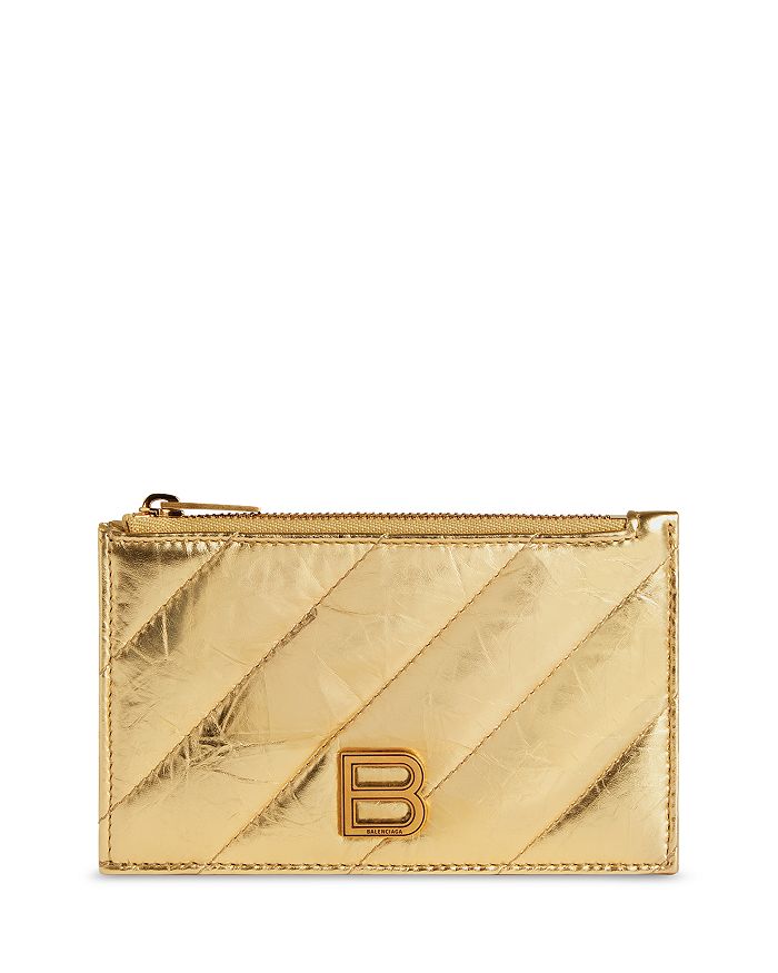 Balenciaga Crush Metallized Quilted Leather Long Coin and Card Holder ...