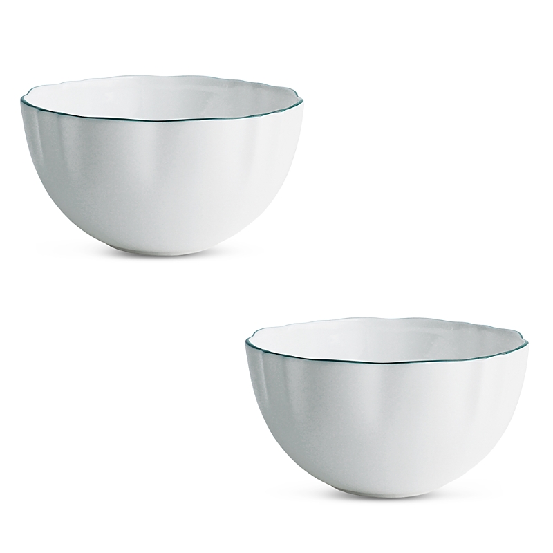 Twig New York Amelie - Brushed Gold - Set Of Two Fruit & Nut Bowls In Green/white