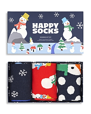 Happy Socks Holiday Snowman Crew Socks, Set of 3