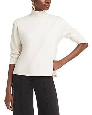 Shop Majestic French Terry Mock Neck Top In Cream
