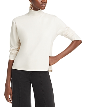 Majestic French Terry Turtleneck Top In Cream