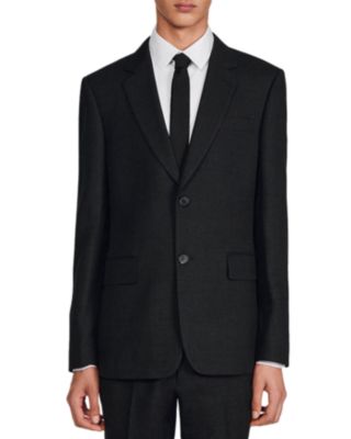 Sandro Virgin Wool Suit Jacket In Dark Grey