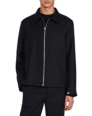 Sandro Zip-up Jacket In Black