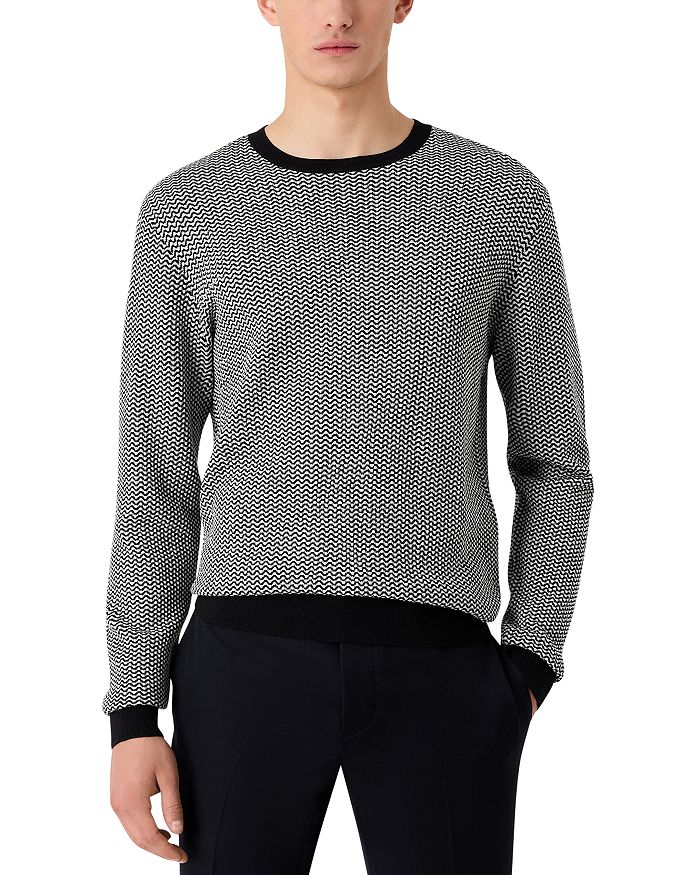 Emporio Armani Geometric Wool Crewneck Sweater | Bloomingdale's