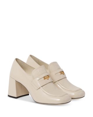 Miu Miu Women's Block Heel Apron Toe Penny Loafers