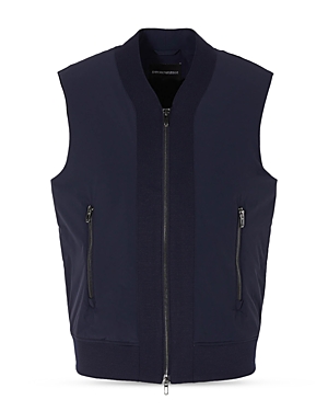 Shop Emporio Armani Zip Puffer Vest In Solid Blue