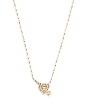 Adina Reyter 14k Yellow Gold Tiny Pave Diamond Heart & Arrow Pendant Necklace, 15