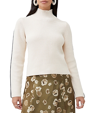 French Connection Mozart Cotton Mock Neck Sweater In Classic Cream