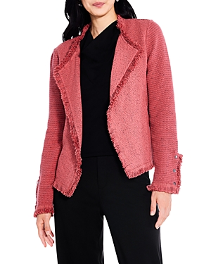 Nic + Zoe Fringe Mix Knit Jacket In Spice